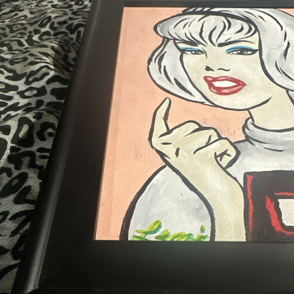 Original Chad Lenzi Art! Pretty In Pink  SignedFramed ! Comic Pop Art MCM! - Picture 3 of 11